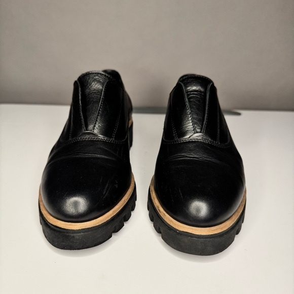 Atelier Women’s Barton Black & Tan Italian Leather Platform Penny Loafers Sz 38 main image 5